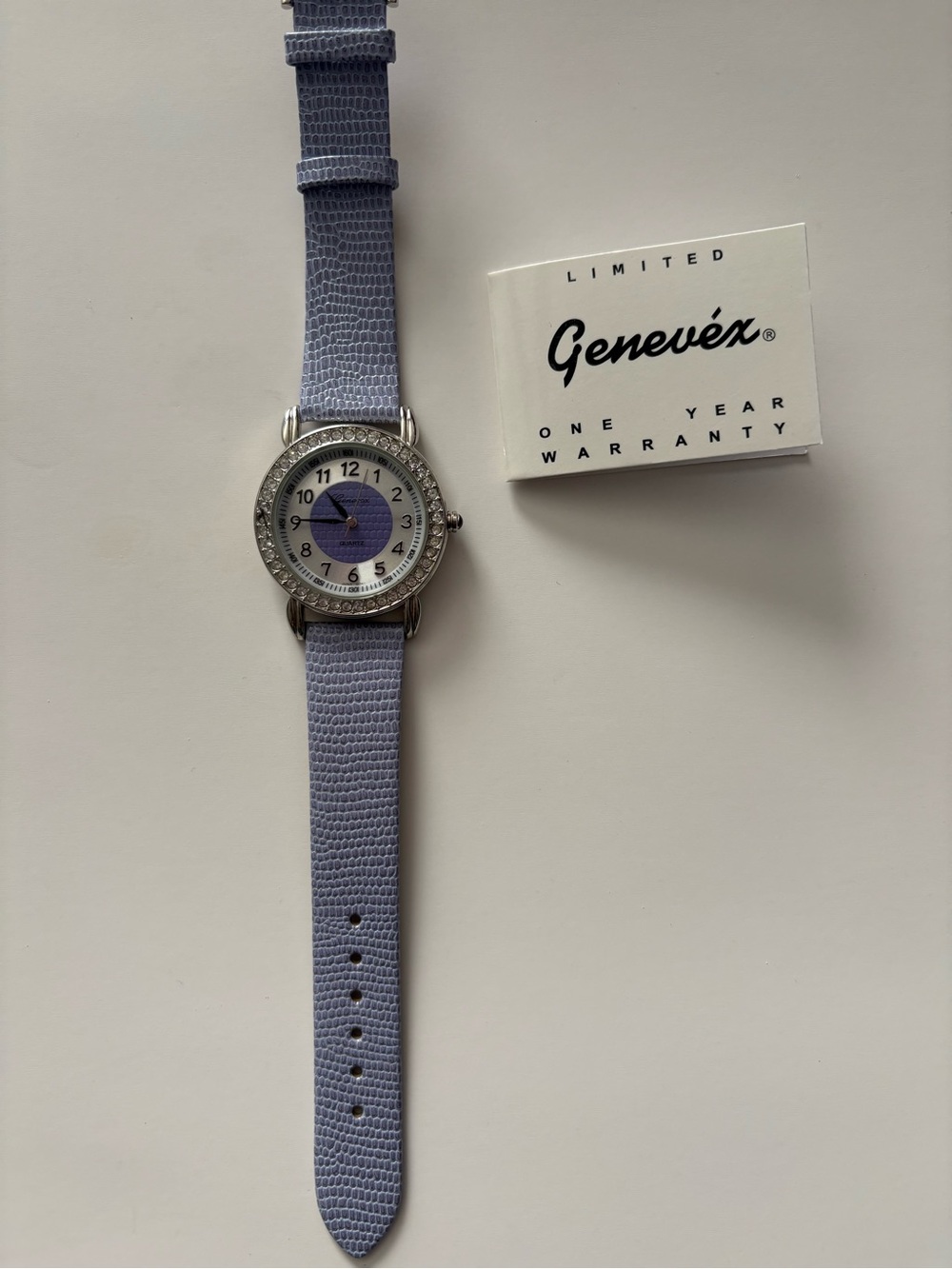 Vintage genevex Lavender Leather-Strap Ladies Watch NWOT